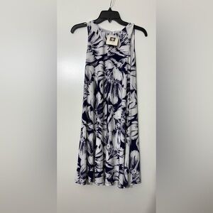 NWT Anne Klein Women’s 4 Navy White Floral A-Line Midi Dress Bloomcore MSRP $99